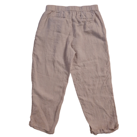 RACHEL Rachel Roy Cream 100% Linen Tapered Leg Pull On Pants Women L - Picture 3 of 3